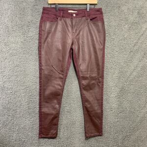Levis 535 Super Skinny Jeans Womens 32 14* Red Coated Faux Leather Panel Edgy